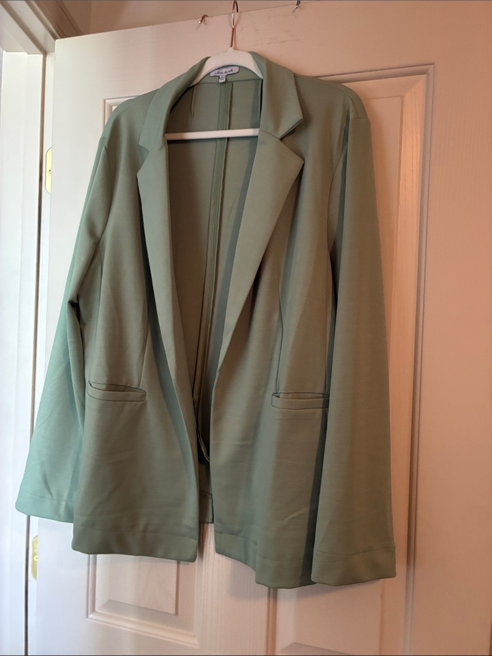 white birch Sage Green Open-Front Blazer Jacket